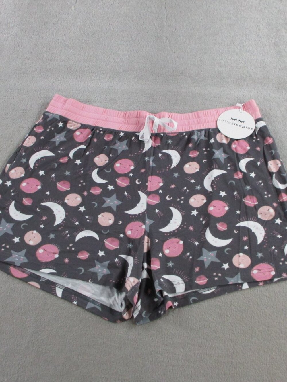 Little Sleepies Pajama Shorts Womens XL Pink to the Moon & Back Bamboo Lounge PJ